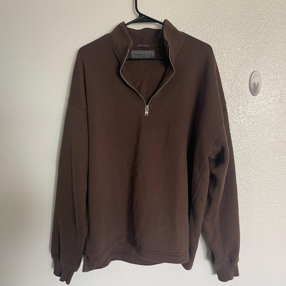ABERCROMBIE & FITCH UNISEX SOFT ESSENTIALS OVERSIZED QUARTER ZIP